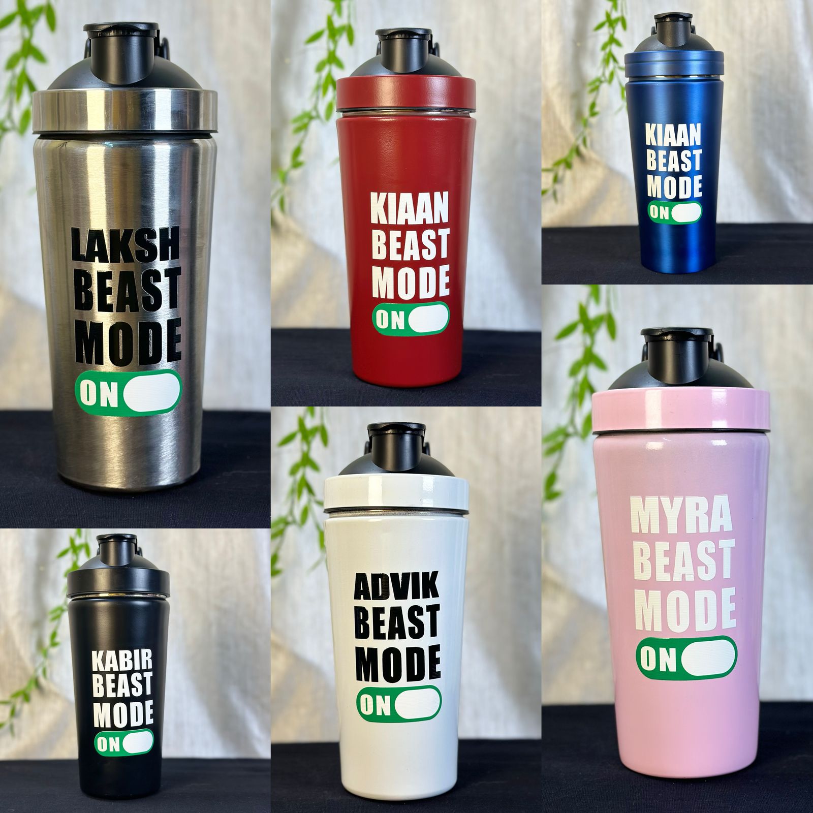 Hozzby Stainless Steel Beast Mode Unleash Your Name Gym Shaker