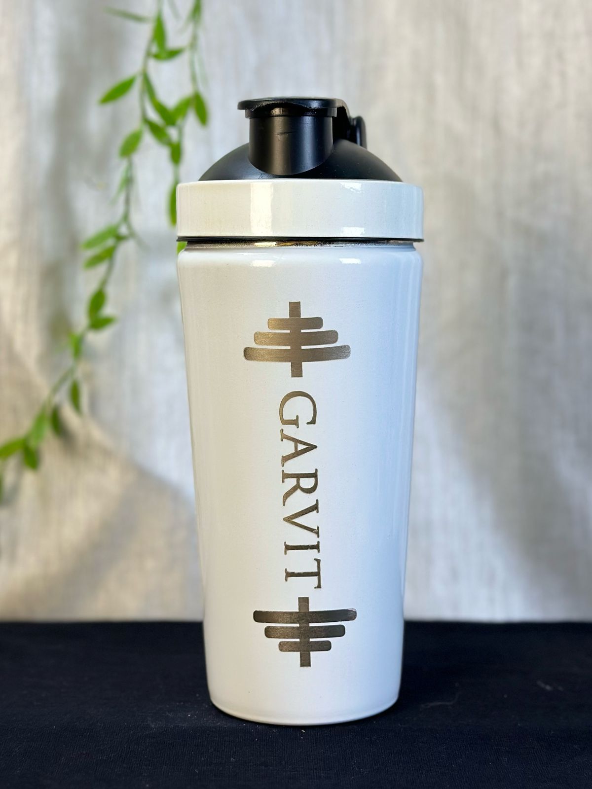 Hozzby Stainless Steel Barbell Buzz With Personalized Punch Gym Shaker