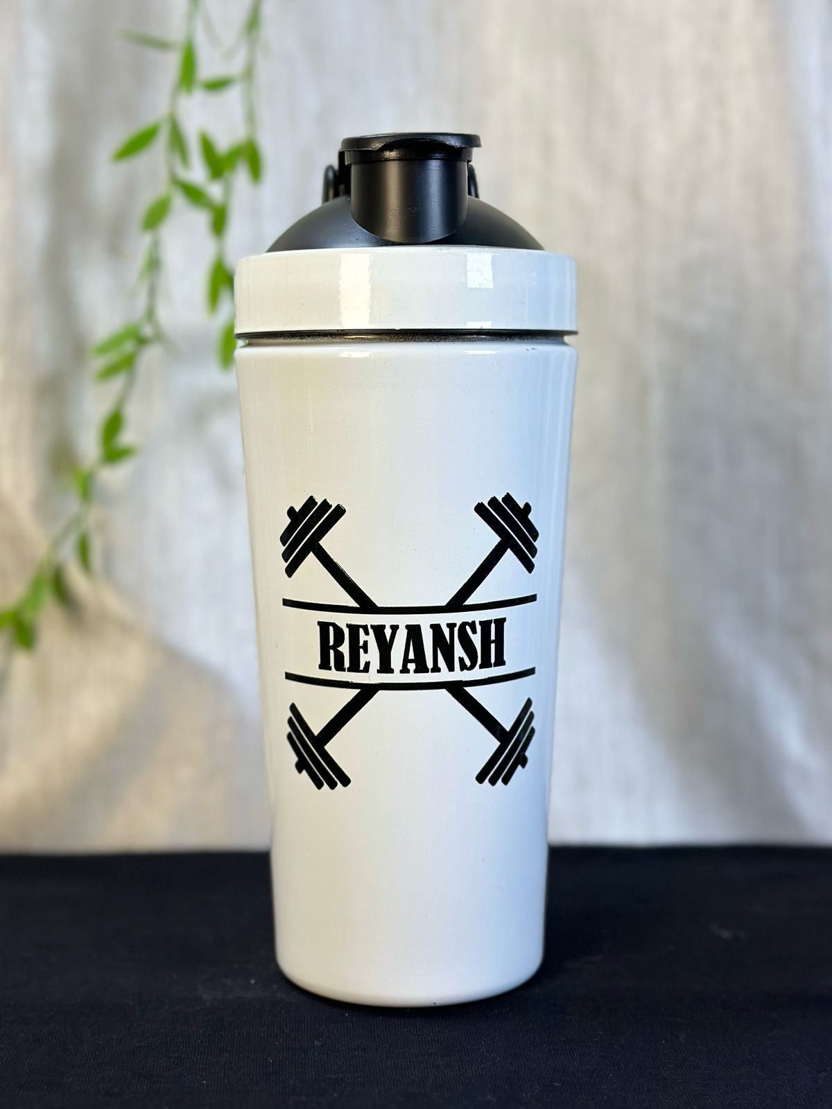 Hozzby Stainless Steel Dumbell Duo With Personalized Punch Gym Shaker
