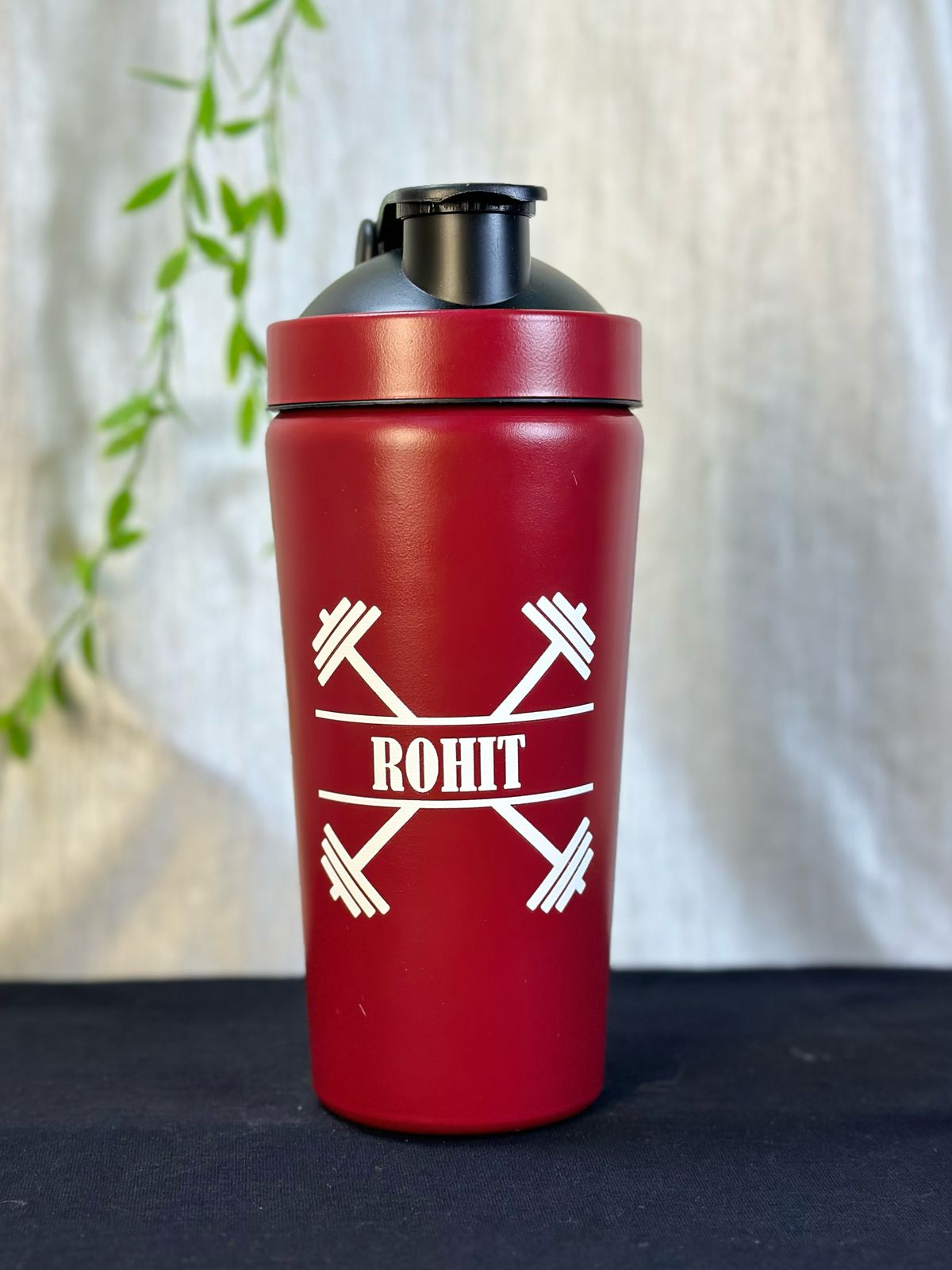 Hozzby Stainless Steel Dumbell Duo With Personalized Punch Gym Shaker