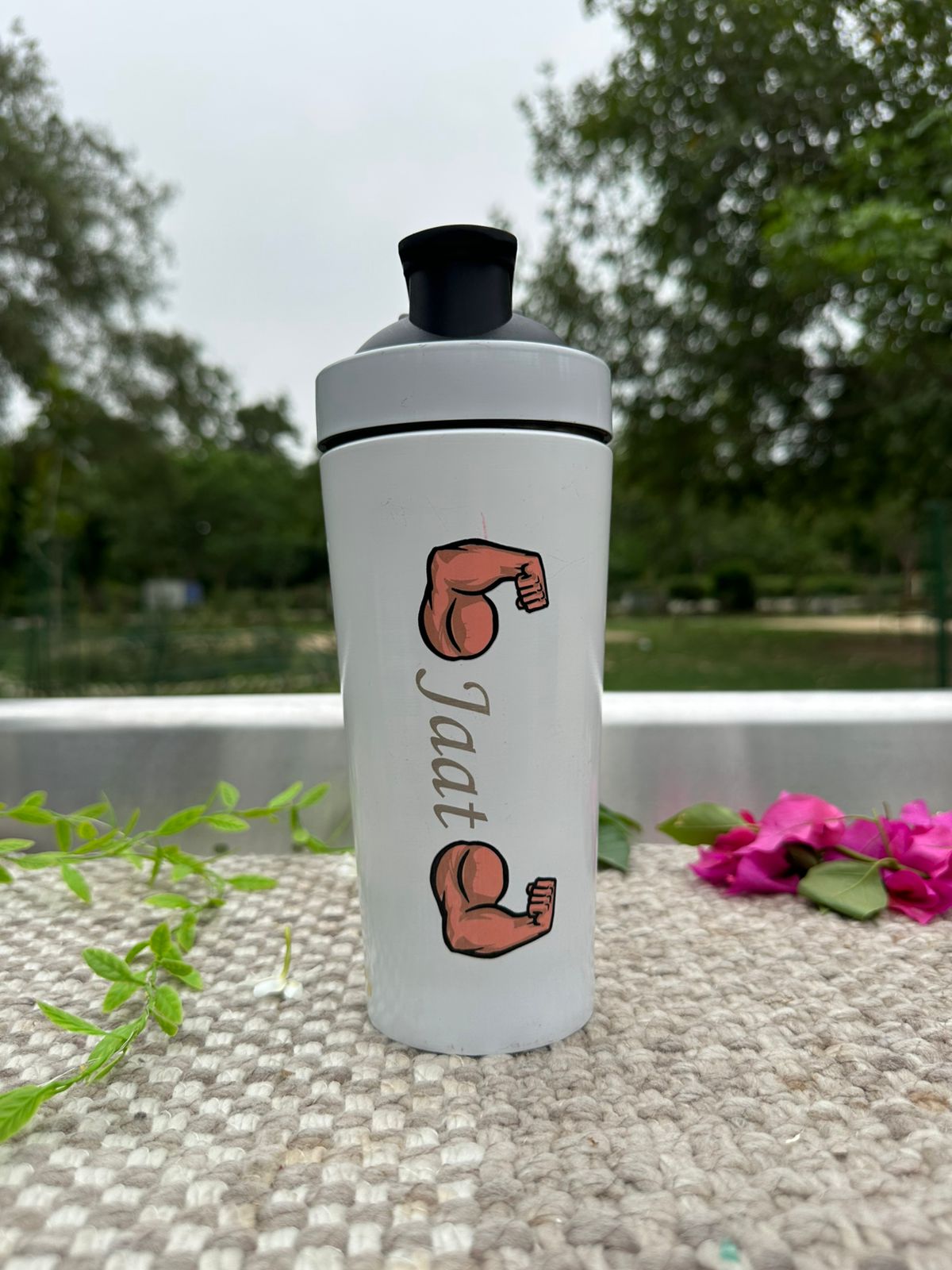 Hozzby Personalized Double Dumble Theme Stainless Steel Gym Shaker