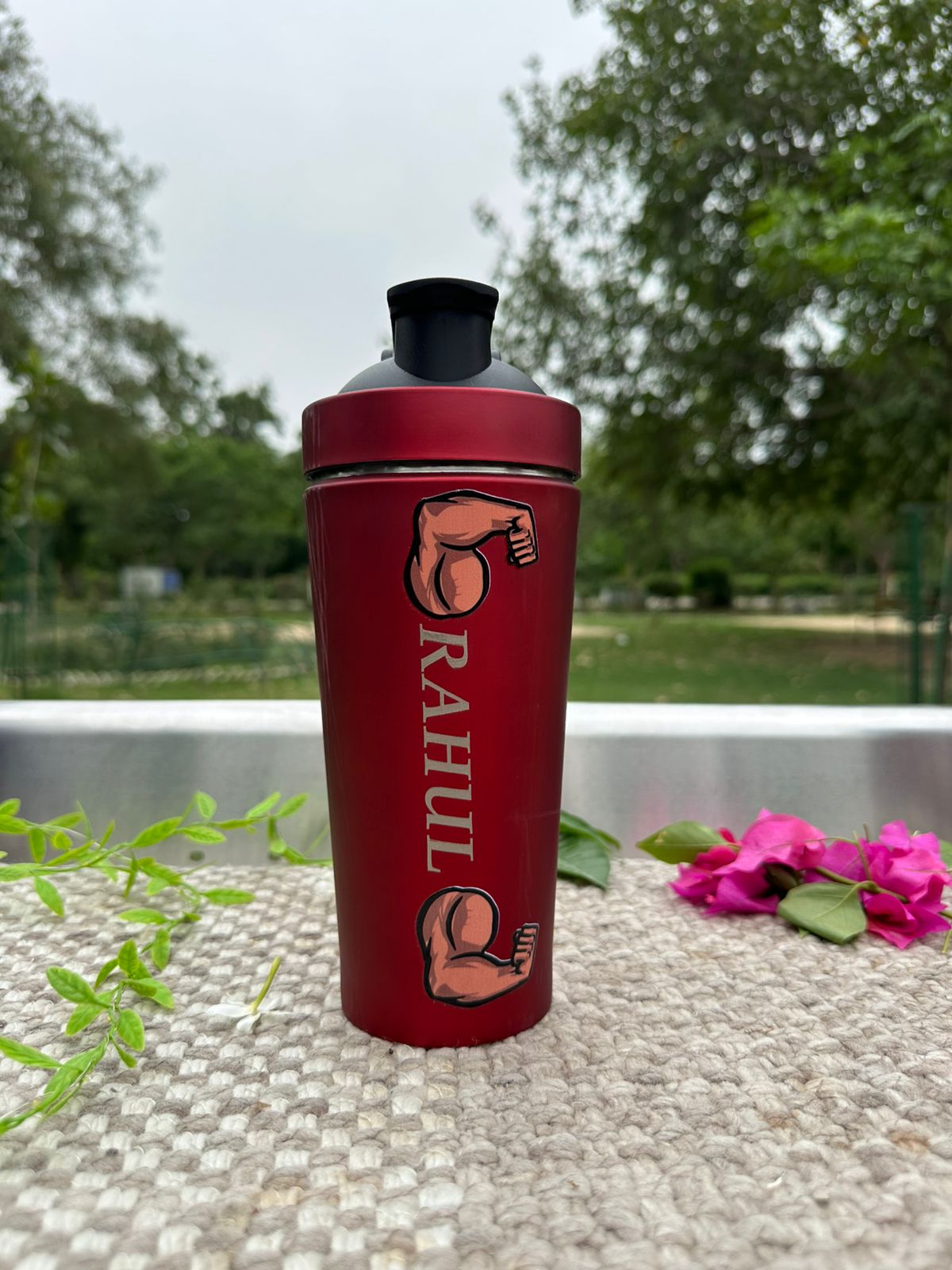 Hozzby Personalized Double Dumble Theme Stainless Steel Gym Shaker