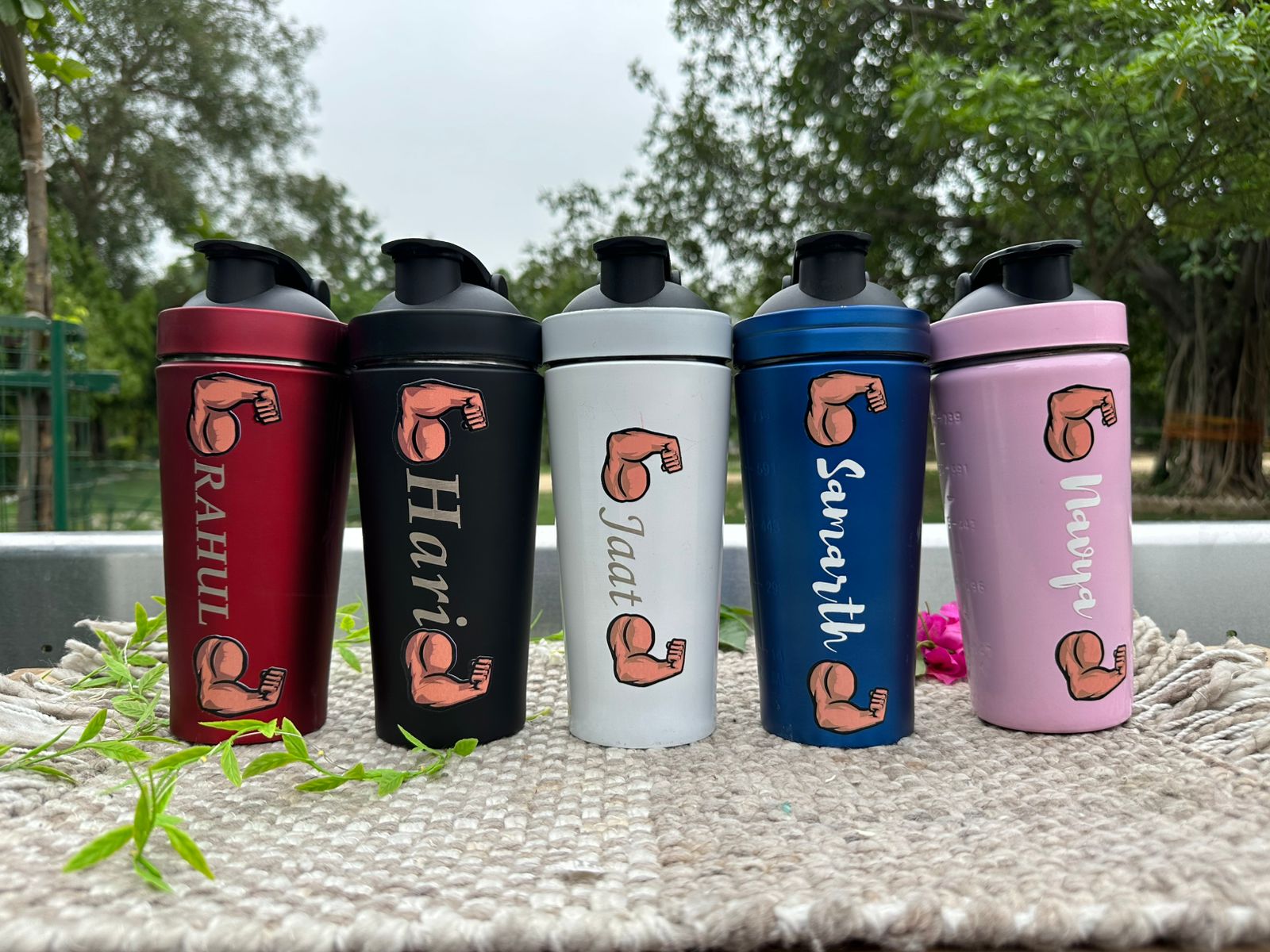 Hozzby Personalized Double Dumble Theme Stainless Steel Gym Shaker