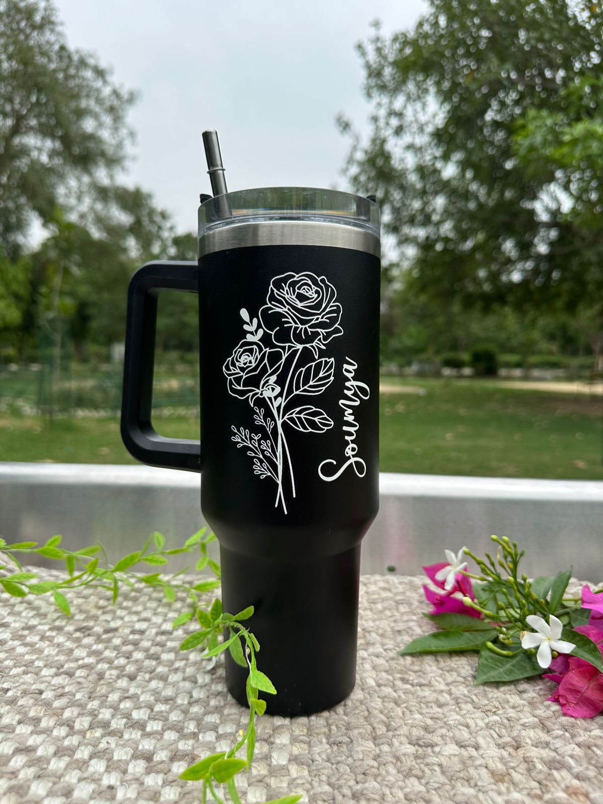 Hozzby Personalized Gen 1 Stainless Steel 1200 ML Tumbler With Steel Straw