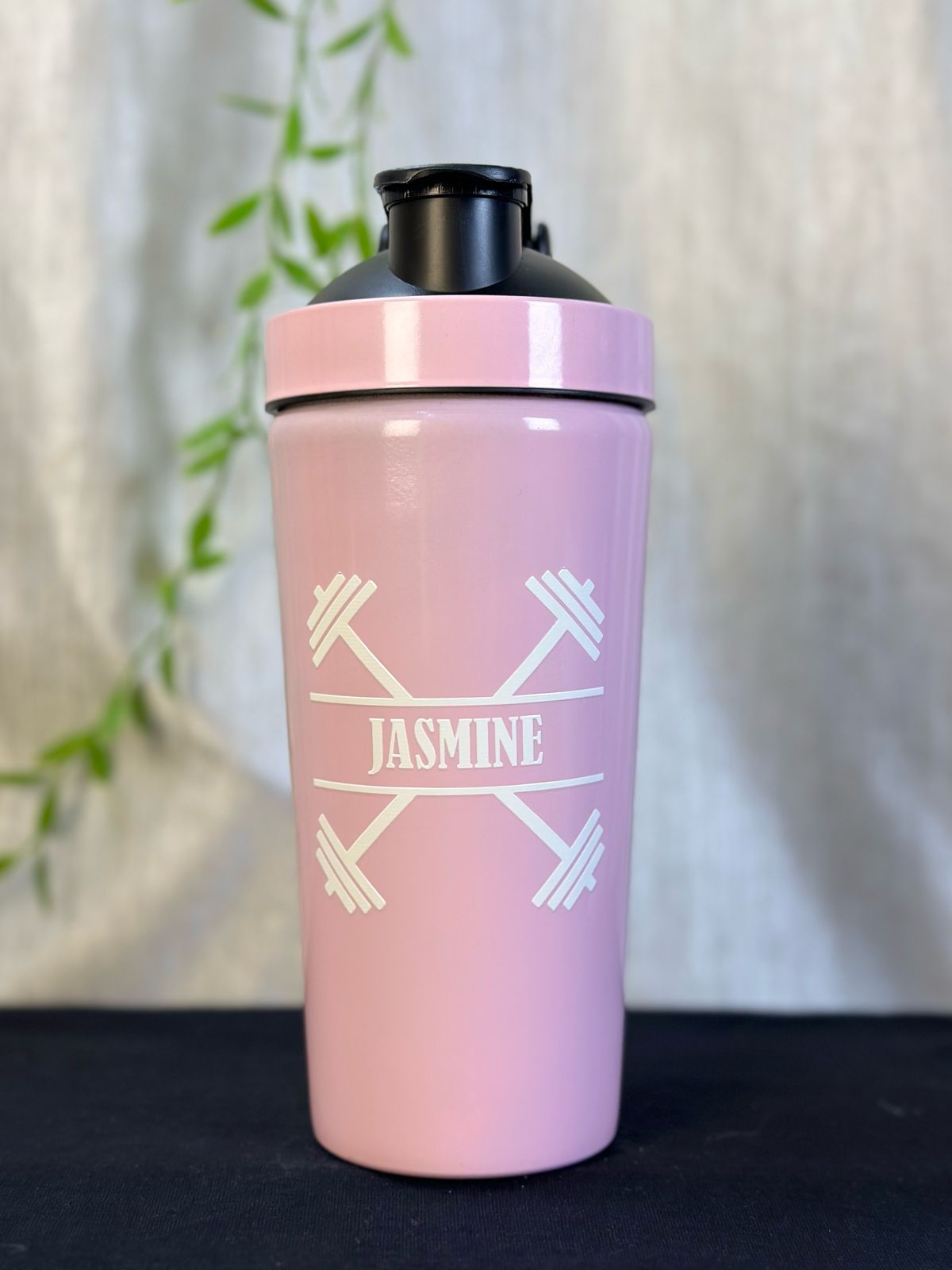 Hozzby Stainless Steel Dumbell Duo With Personalized Punch Gym Shaker