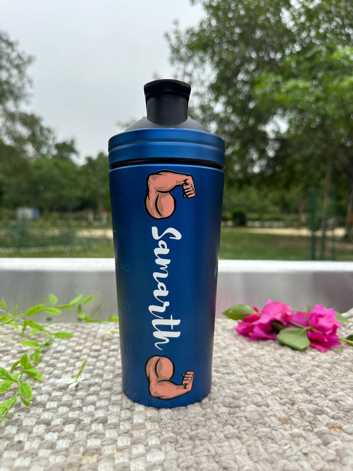 Hozzby Personalized Double Dumble Theme Stainless Steel Gym Shaker