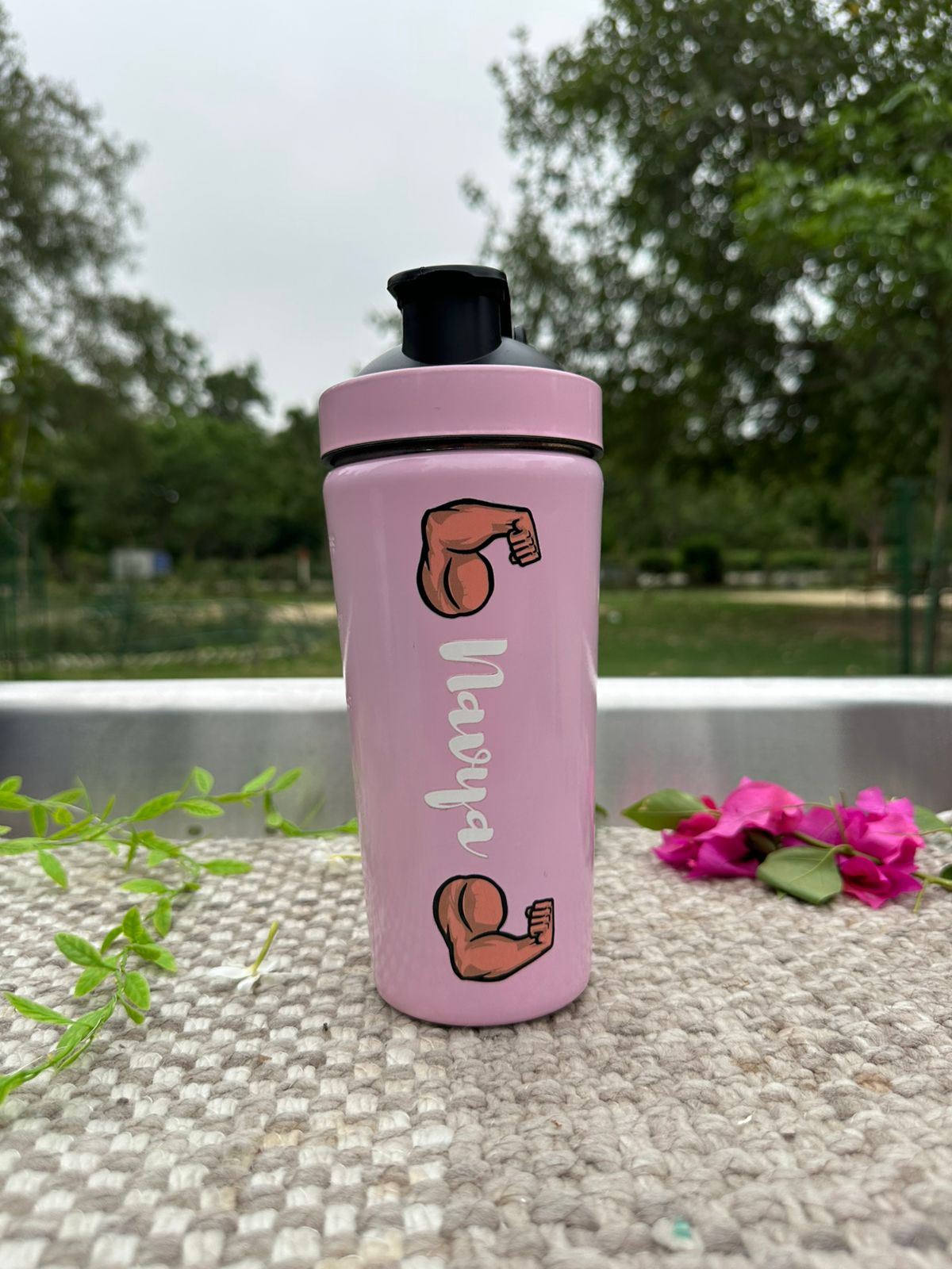 Hozzby Personalized Double Dumble Theme Stainless Steel Gym Shaker