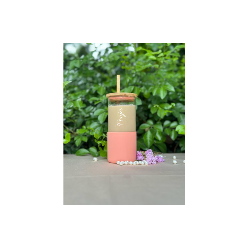 Personalized Glass Tumbler With Long Sleeve (Cod Available With 7 Days Return Policy Terms & Condition Apply)