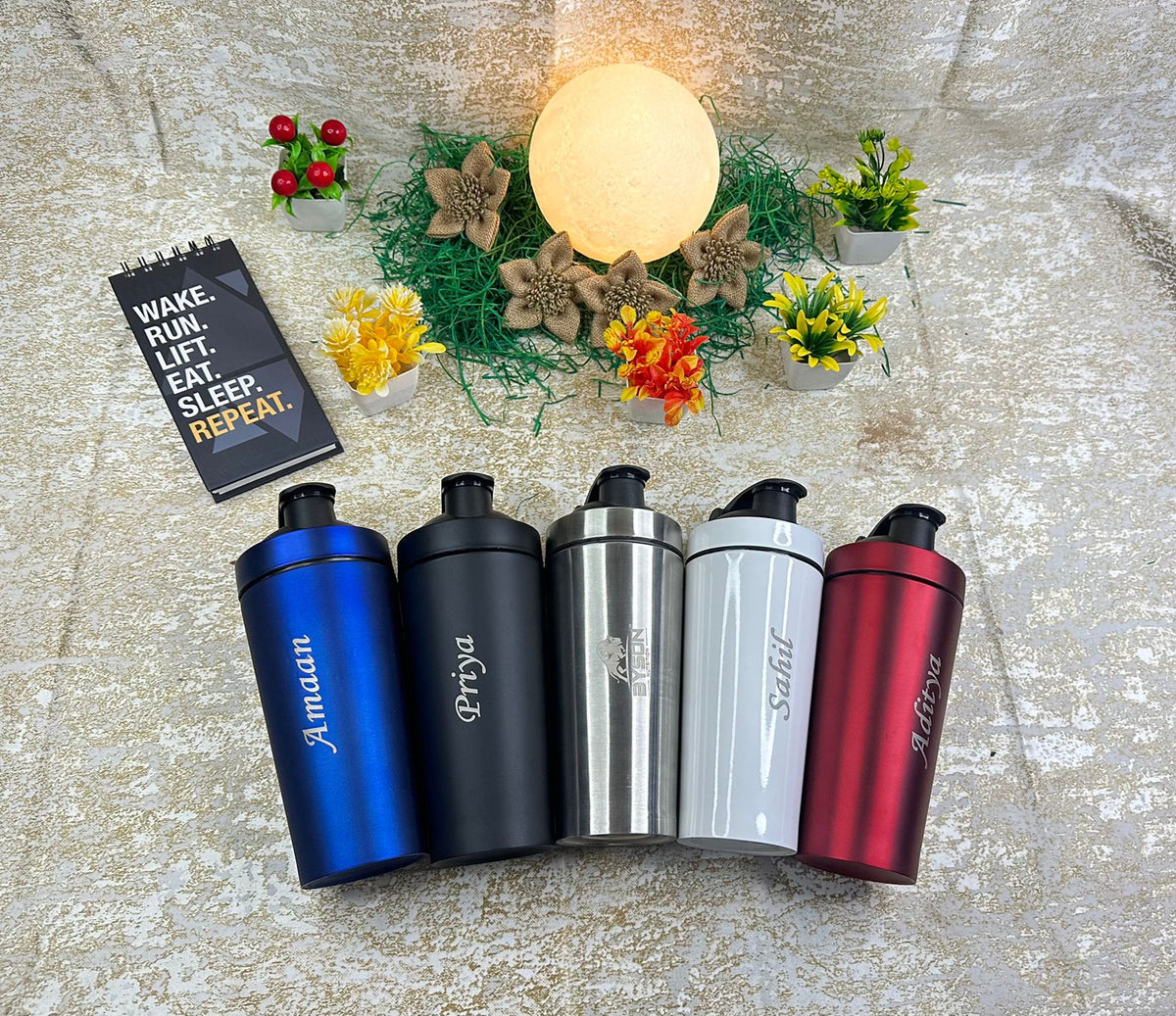 Hozzby Personalised  Stainless Steel Gym Shaker  750 ML | Order Now  | Customised Fitness Companion