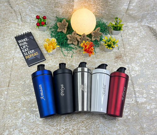 Hozzby Personalised  Stainless Steel Gym Shaker  750 ML | Order Now  | Customised Fitness Companion