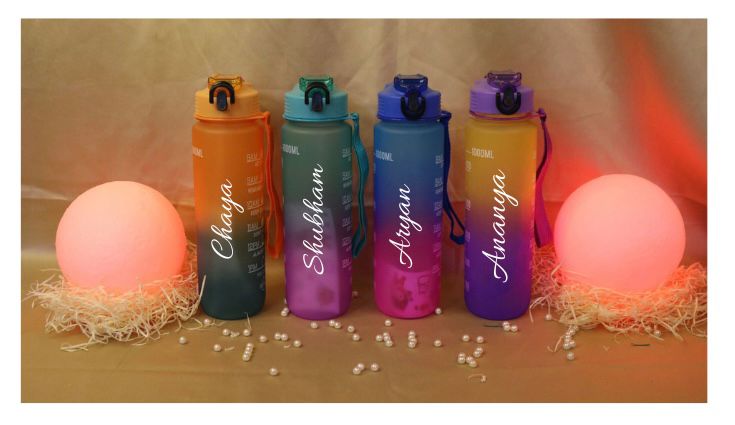 Personalised Motivational Plastic Bottle | 1000 ML | Drinking water bottle with Time Marker