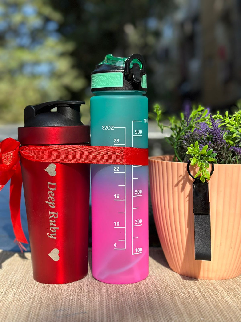 Personalized Stainless Steel Gym Shaker & 1000 ML Motivational Bottle  Combo