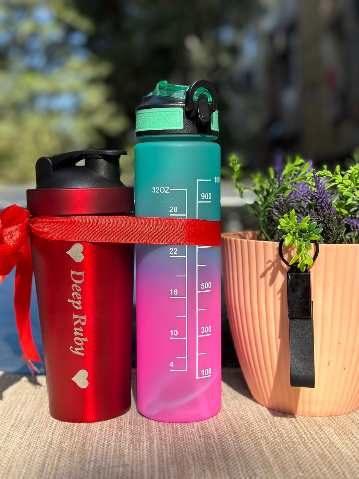 Personalized Stainless Steel Gym Shaker & 1000 ML Motivational Bottle  Combo