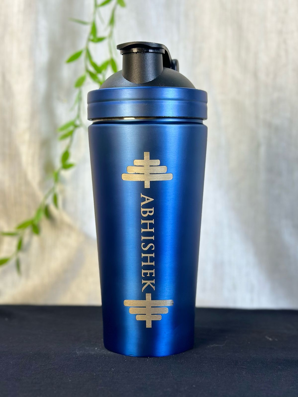 Hozzby Stainless Steel  ⁠Barbell Buzz With Personalized Punch Gym Shaker