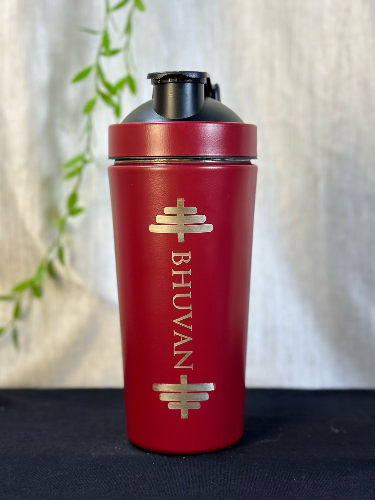 Hozzby Stainless Steel  ⁠Barbell Buzz With Personalized Punch Gym Shaker