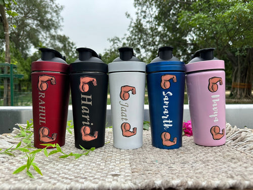 Hozzby Personalized Double Dumble Theme Stainless Steel Gym Shaker