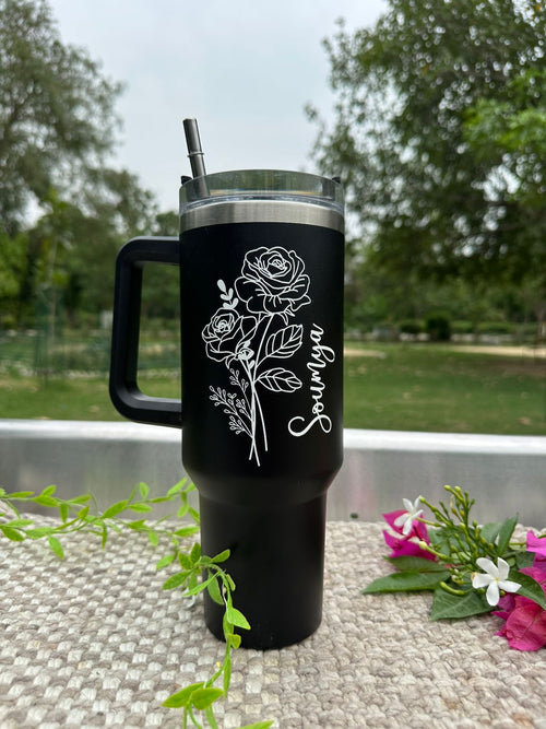 Hozzby Personalized Gen 1 Stainless Steel 1200 ML Tumbler With Steel Straw