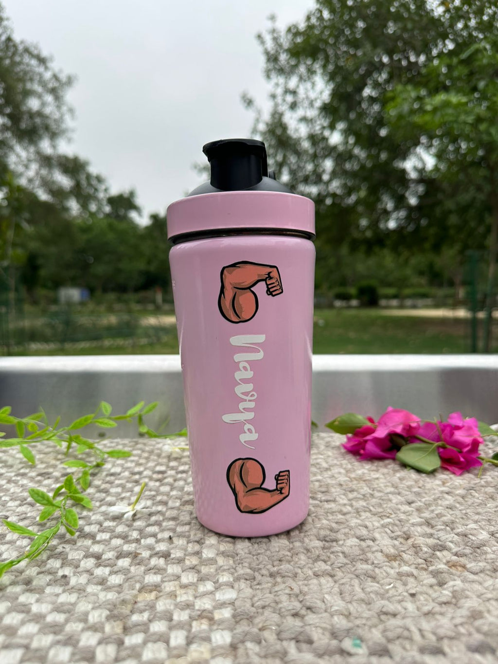 Hozzby Personalized Double Dumble Theme Stainless Steel Gym Shaker
