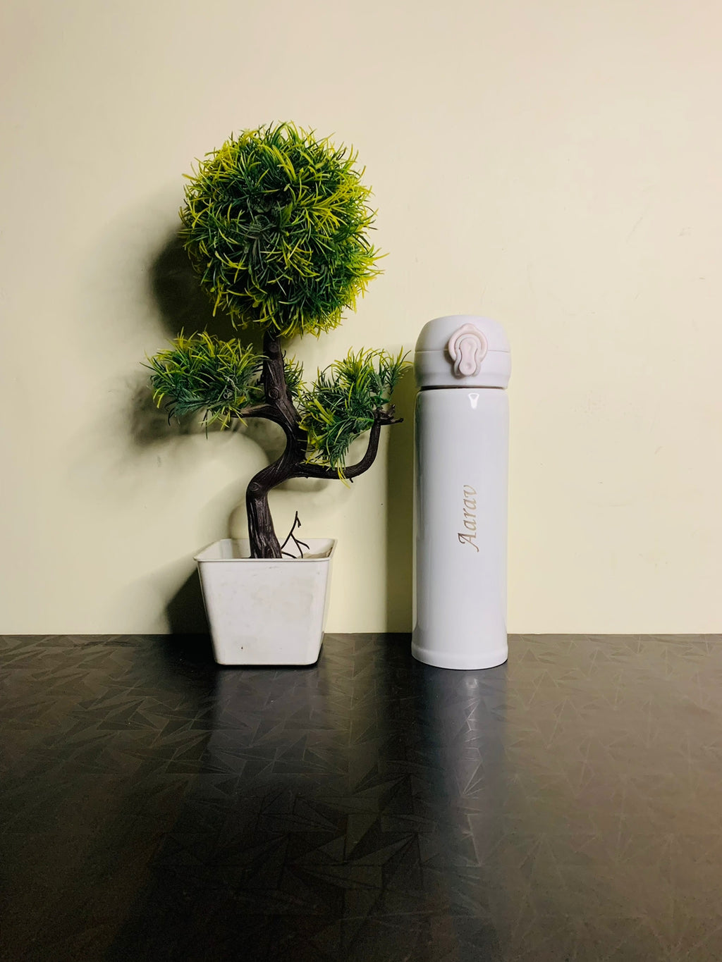 Personalized Black Stainless Steel Push Button Bottle (500 Ml)