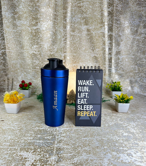 Hozzby Personalised  Stainless Steel Gym Shaker  750 ML | Order Now  | Customised Fitness Companion