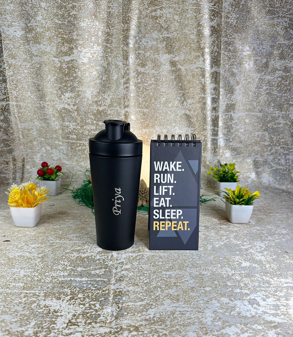 Hozzby Personalised  Stainless Steel Gym Shaker  750 ML | Order Now  | Customised Fitness Companion